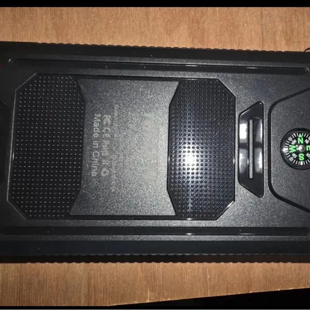 Solar Power Bank 32800 mAh with Flashlight, Dual USB, Waterproof – Black NWT